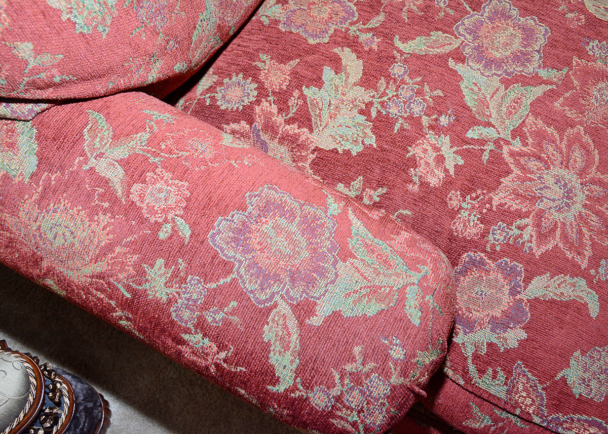 Burgundy Floral Armchair by Alan White Furniture EBTH