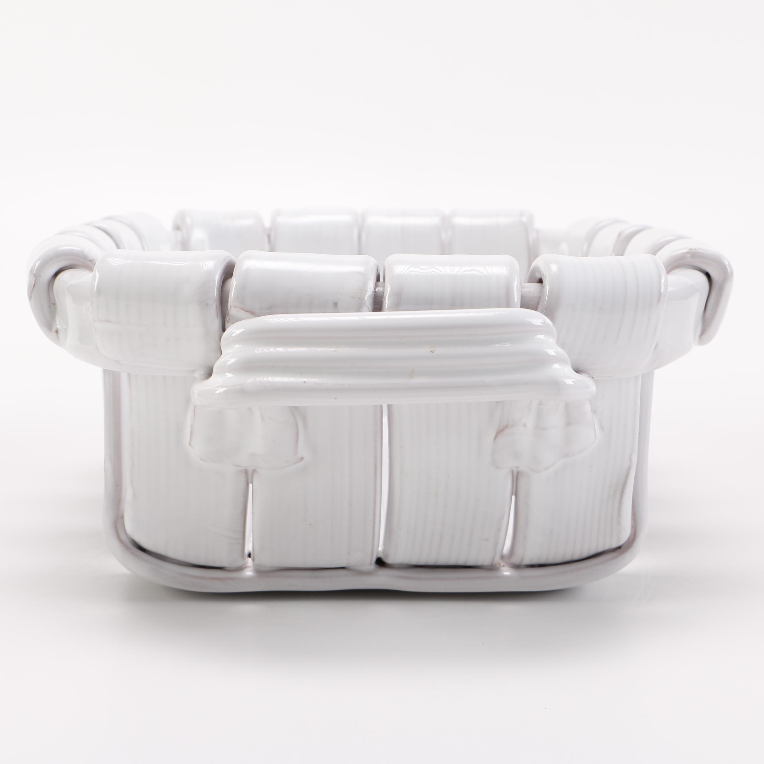 Tadinate Italian White Ceramic Basket | EBTH