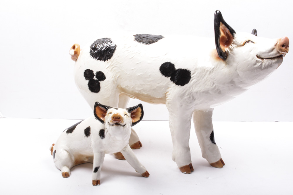 Townsend Large Ceramic Pig With A Smaller Pig EBTH