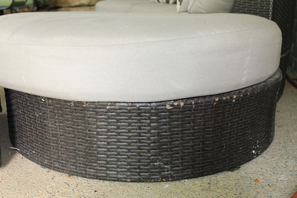 Outdoor Divan Style Sofa with Patio Chairs and Coffee Table EBTH