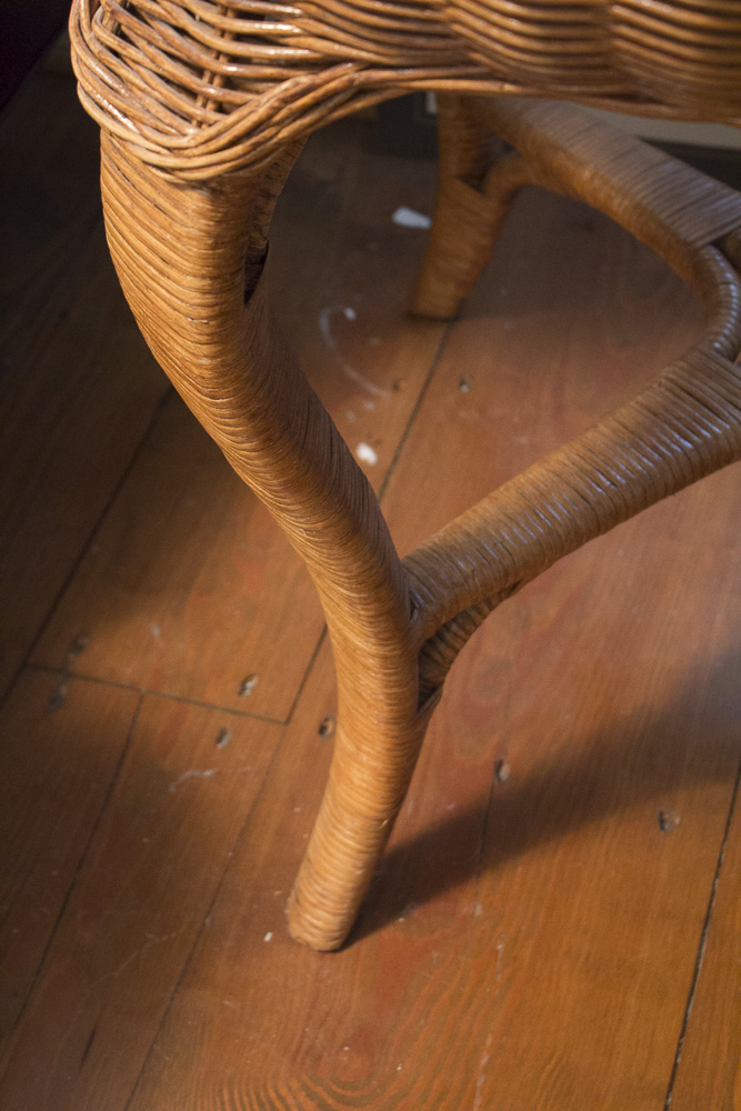 Round Glass Topped Wicker Table EBTH