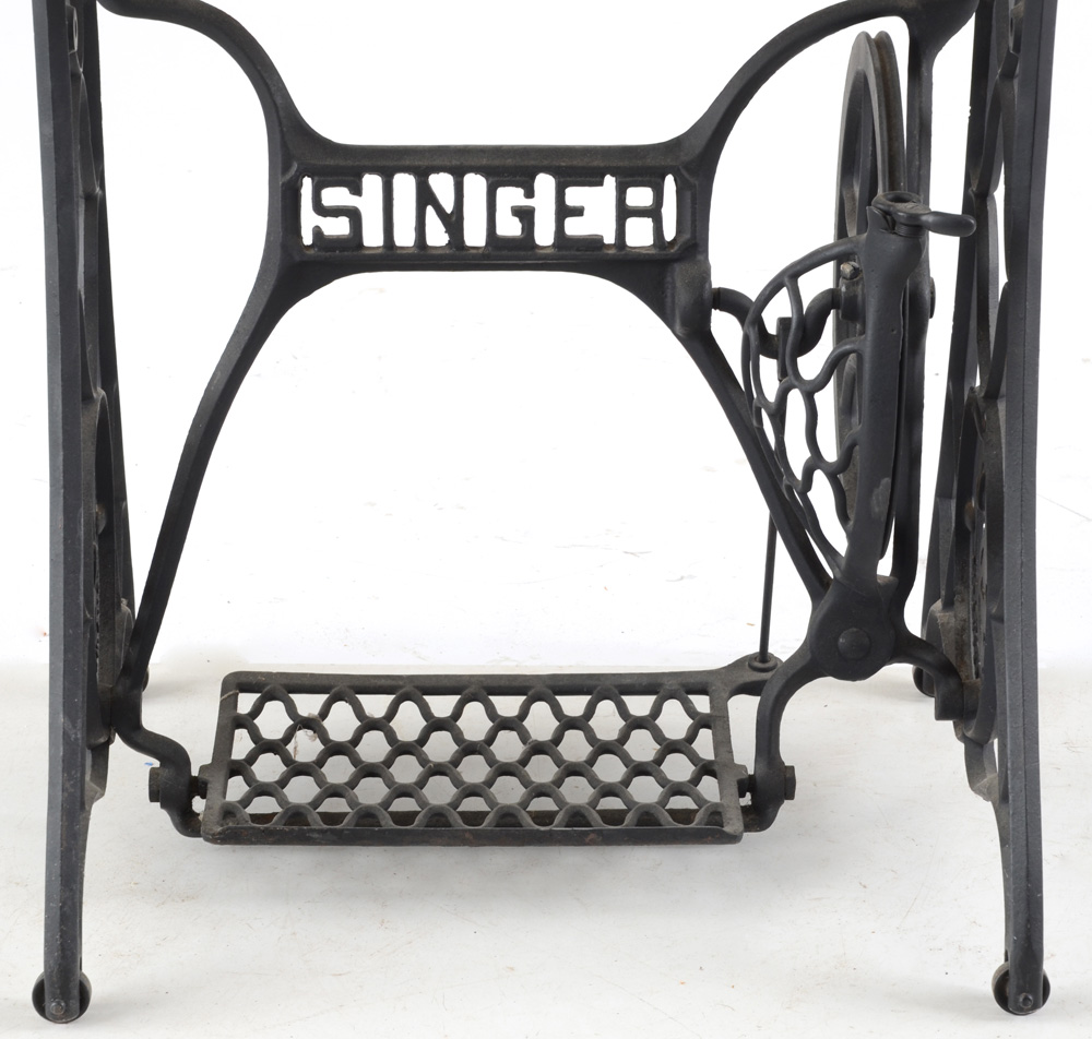 Marble Top Accent Table with Singer Treadle Base EBTH