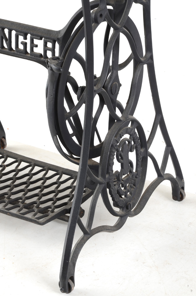 Marble Top Accent Table with Singer Treadle Base EBTH