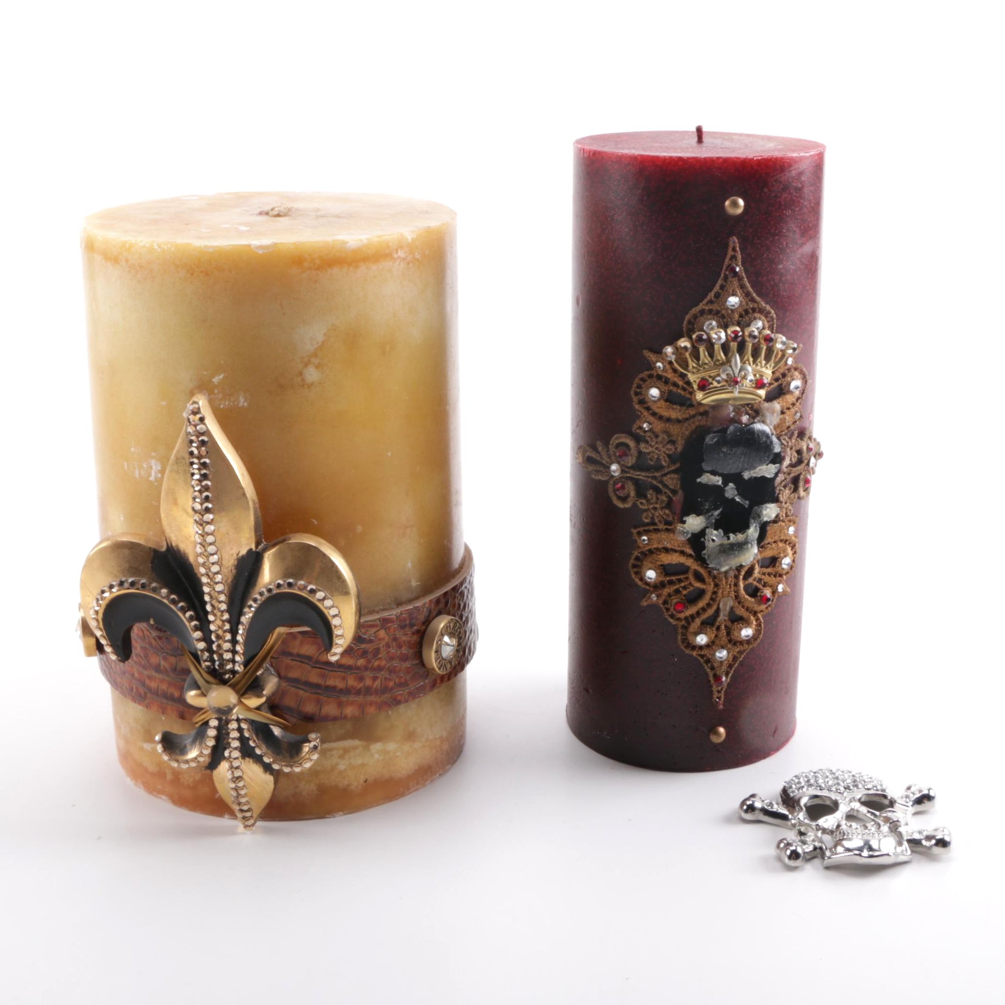 Decorated Pillar Candles Ebth
