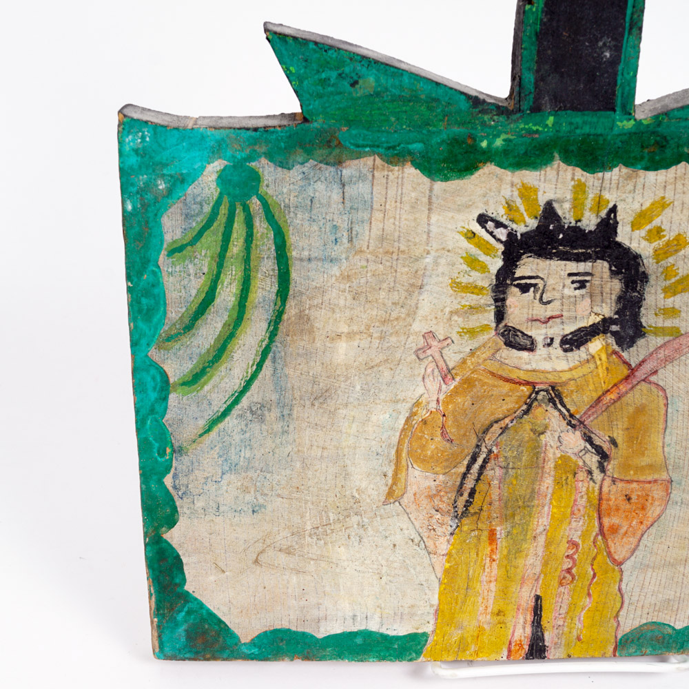 Pair of Mexican Religious Folk Art Paintings by Maricial Chalo