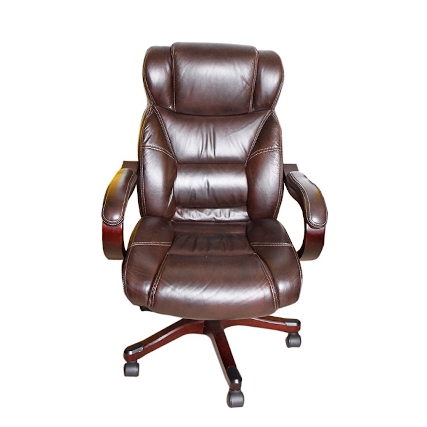 Broyhill Russet Leather Office Chair | EBTH