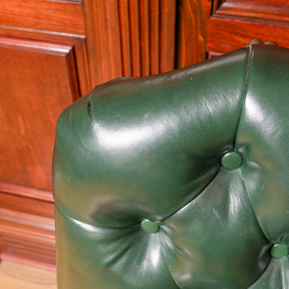 Vintage Tufted Green Leather Office Chair EBTH