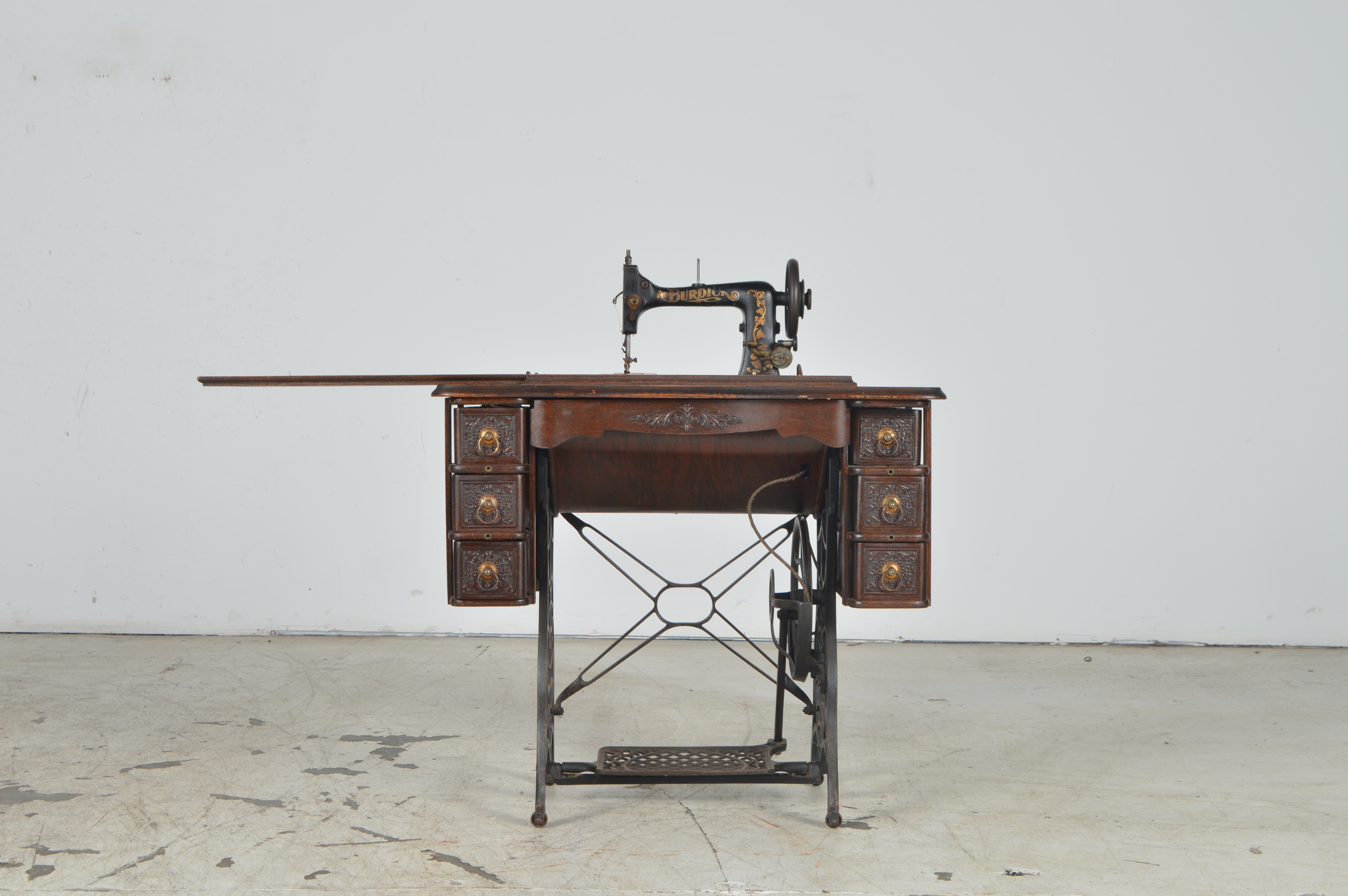 Antique Sears & Roebuck "Burdick" Treadle Sewing Machine with Table EBTH