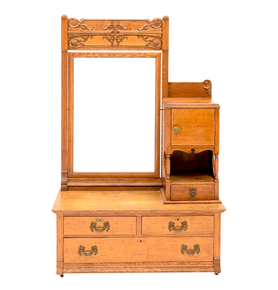 Antique Oak Dresser with Mirror and Shaving Stand EBTH