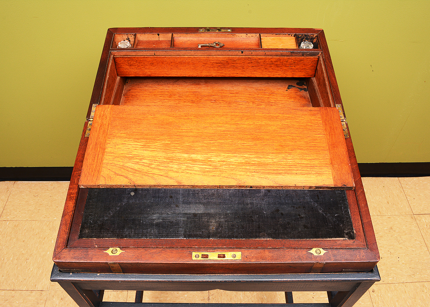 Antique Mahogany Lap Desk With Wooden Stand EBTH