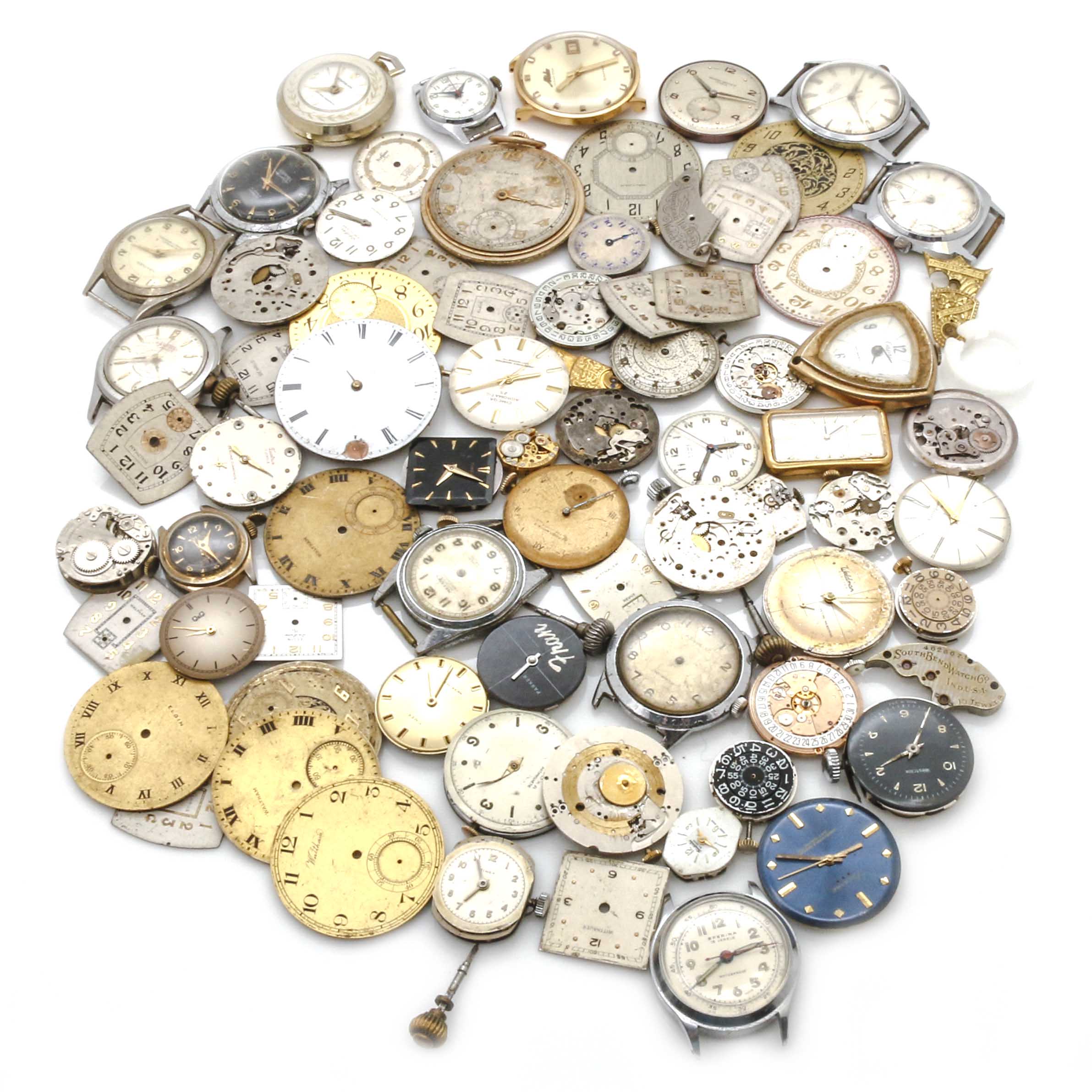 Assortment of Watch Movements, Dials, Cases, and Parts EBTH
