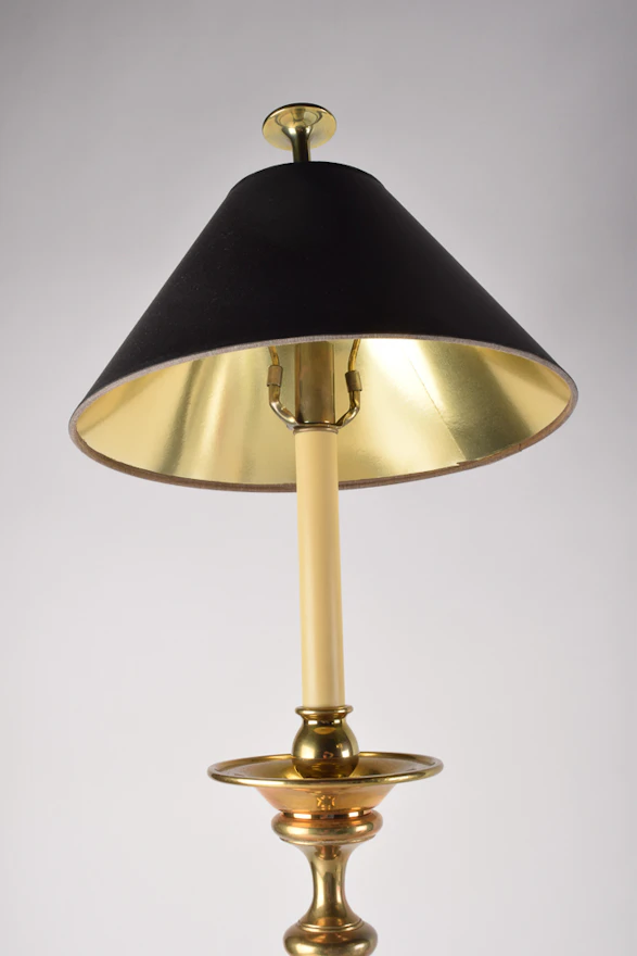 Pair of Tall Brass and Glass Table Lamps | EBTH