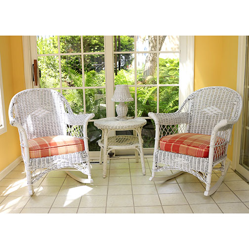 White Wicker Patio Set EBTH