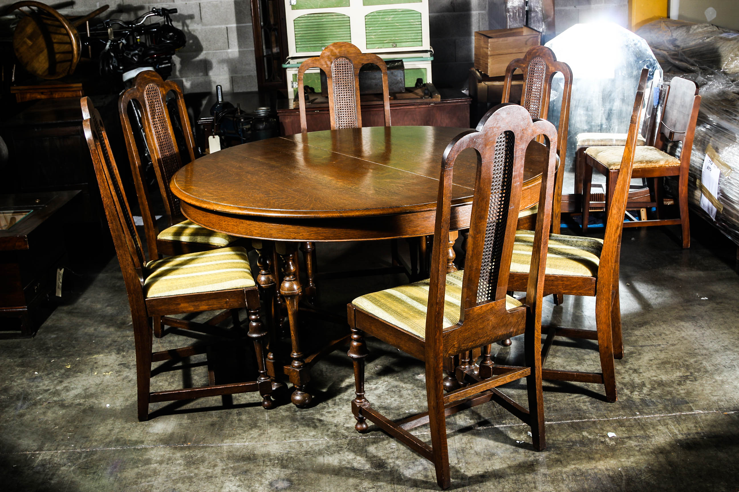Vintage Jacobean Style Dining Table and Chairs EBTH