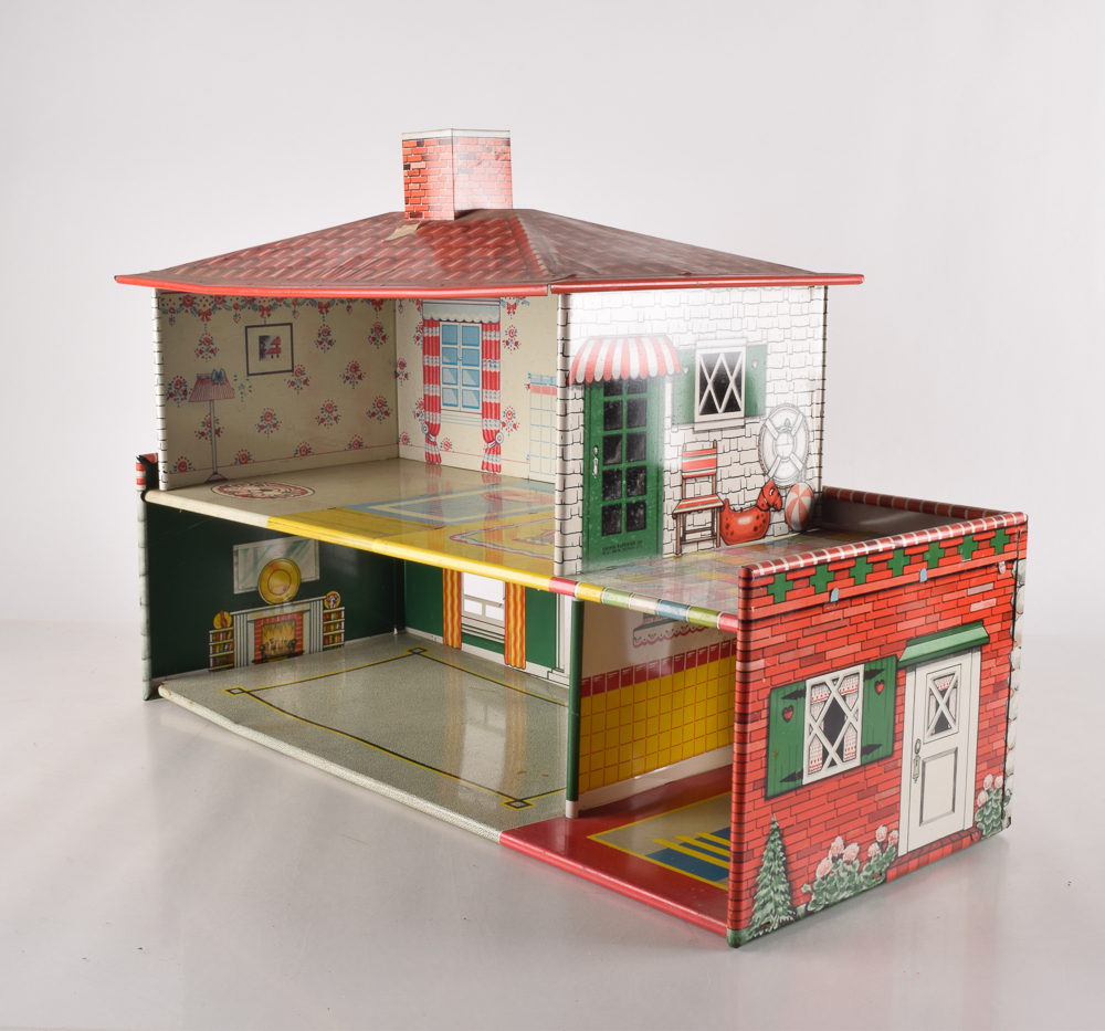 Vintage Metal Doll House with Plastic Furniture EBTH