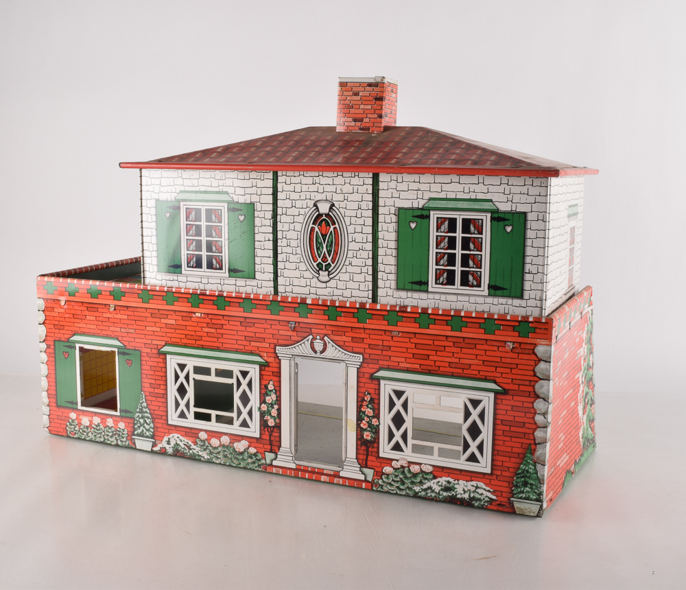 Vintage Metal Doll House with Plastic Furniture EBTH