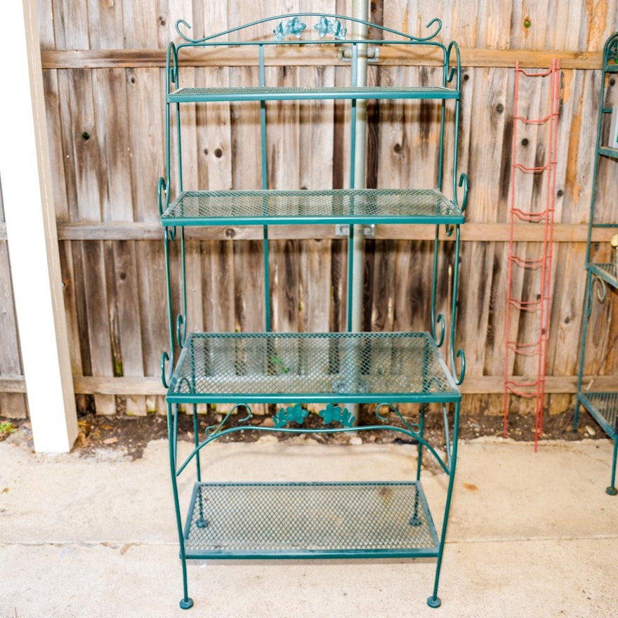 Green Wrought Iron Etagere Ebth