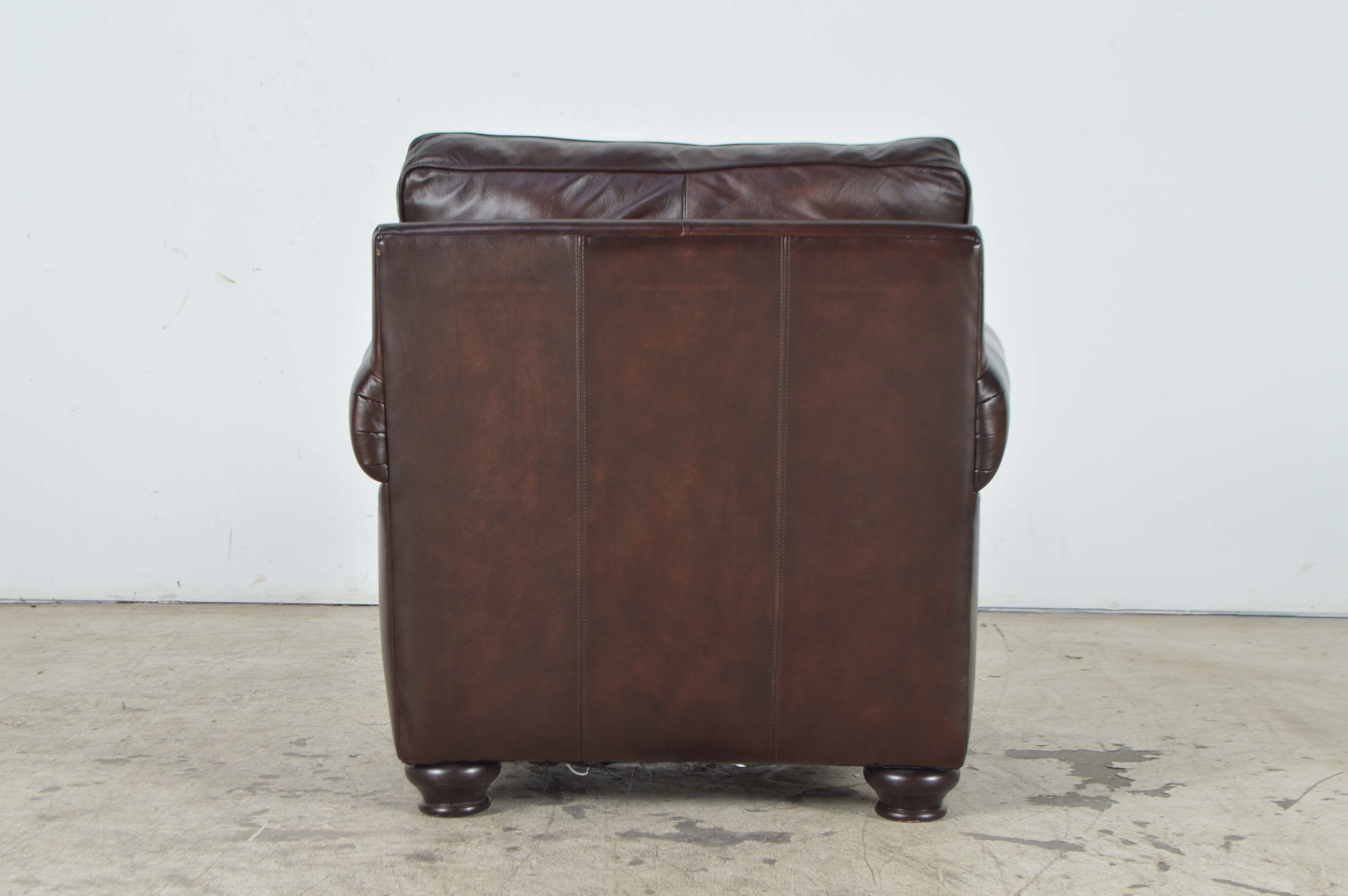Havertys Furniture Brown Leather Armchair with Ottoman EBTH