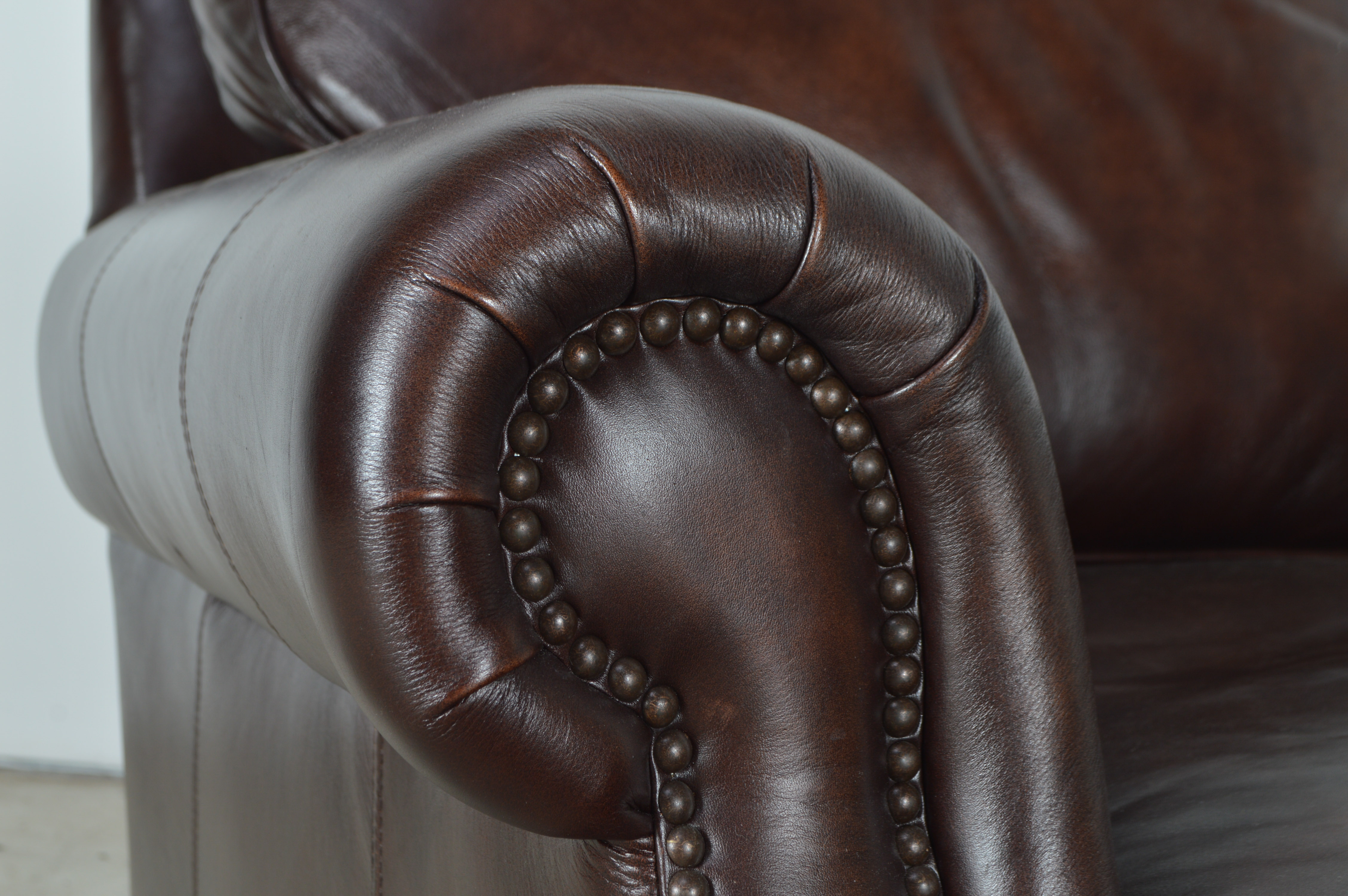 Havertys Furniture Brown Leather Armchair with Ottoman EBTH