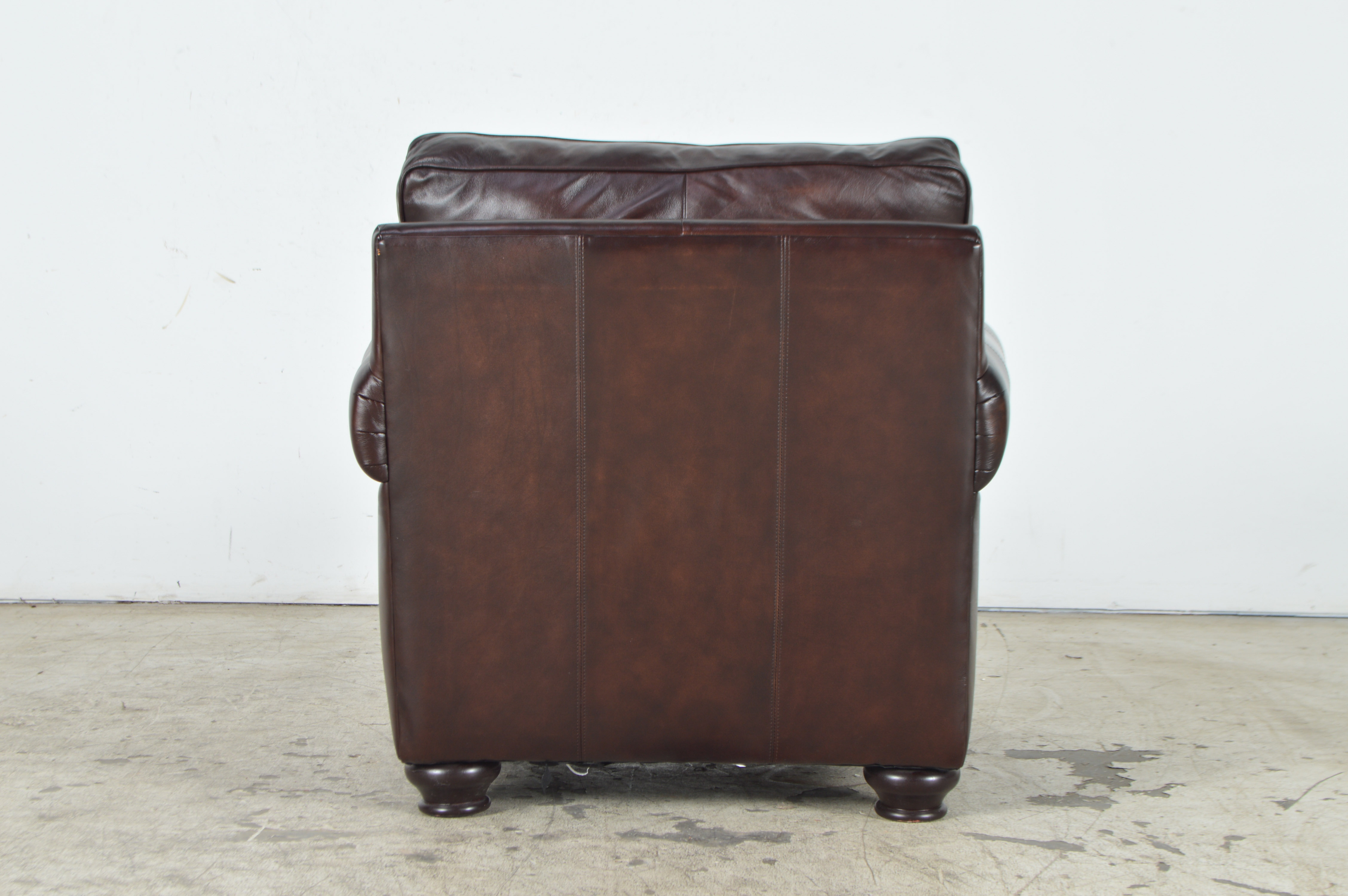 Havertys Furniture Brown Leather Armchair with Ottoman EBTH