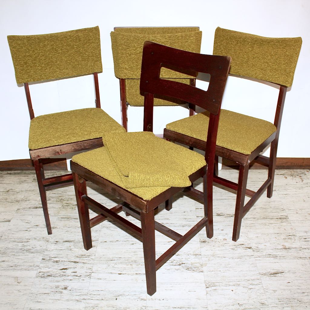 Set Of Four Mid Century Norquist Coronet Wood Folding Chairs Ebth