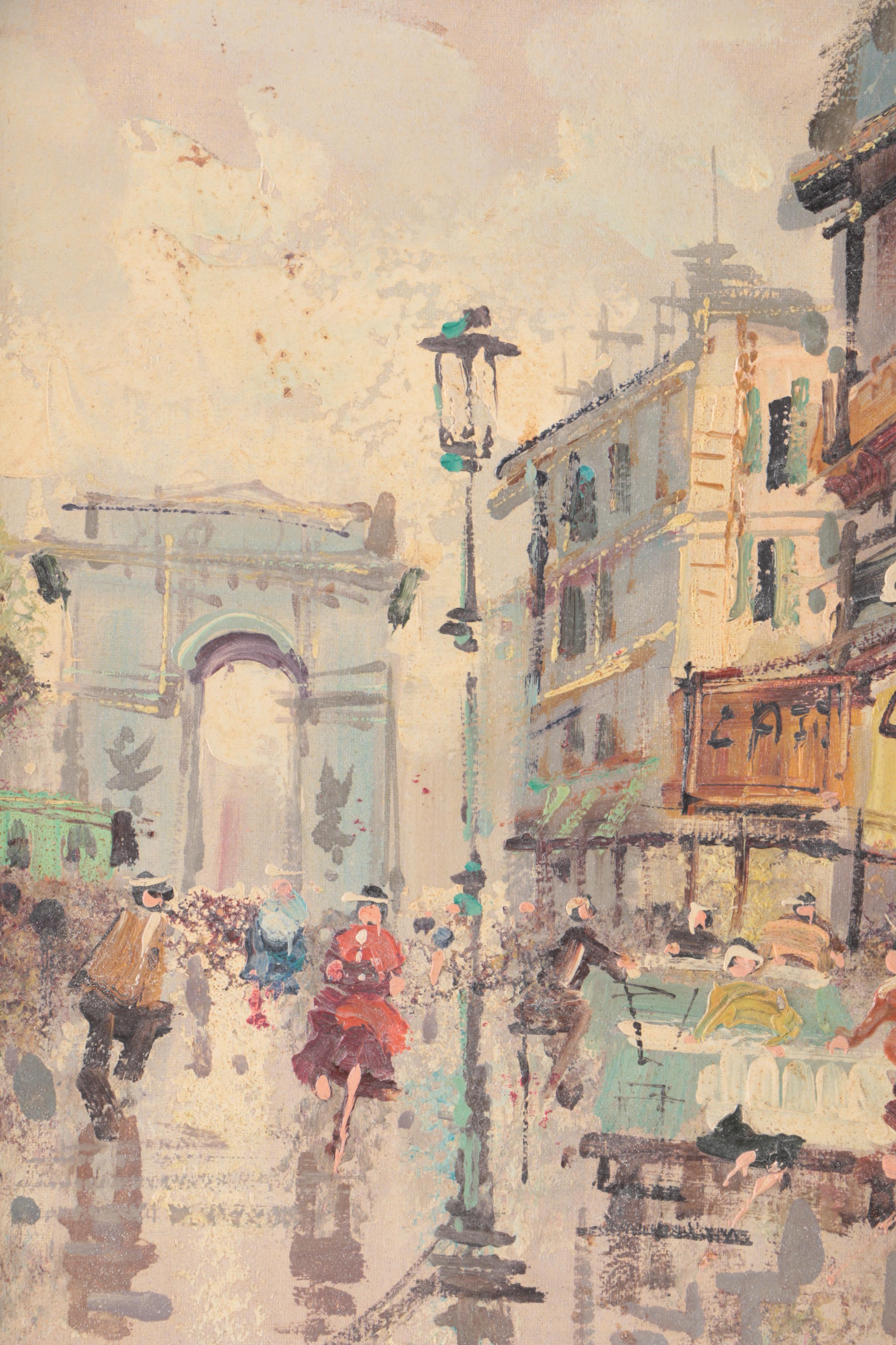 Oil Painting on Mounted Board of the Champs-Élysées | EBTH