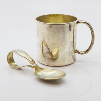 sterling silver baby cup and spoon