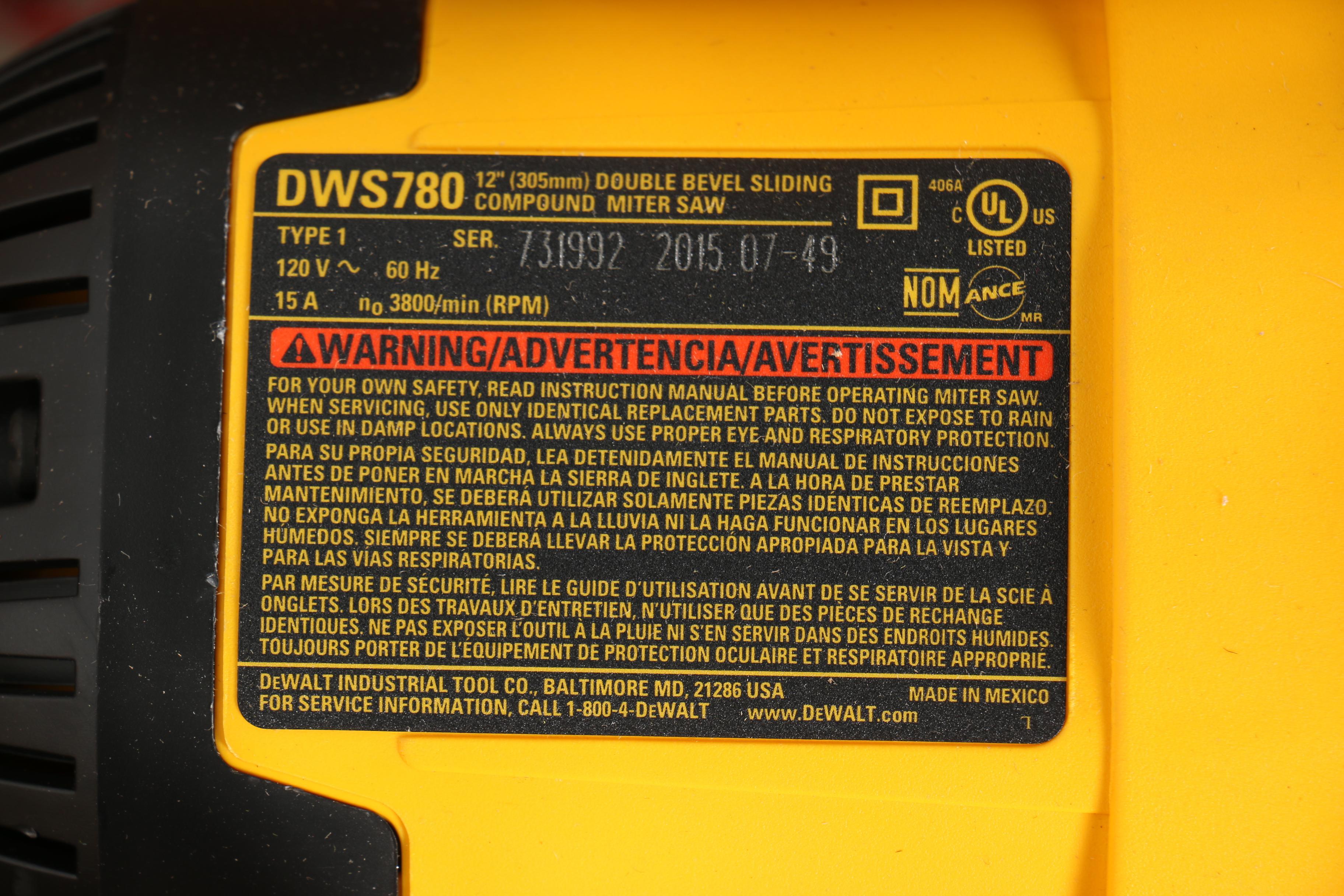 DeWalt DWS780 Double Bevel Miter Saw and Laser Guide EBTH