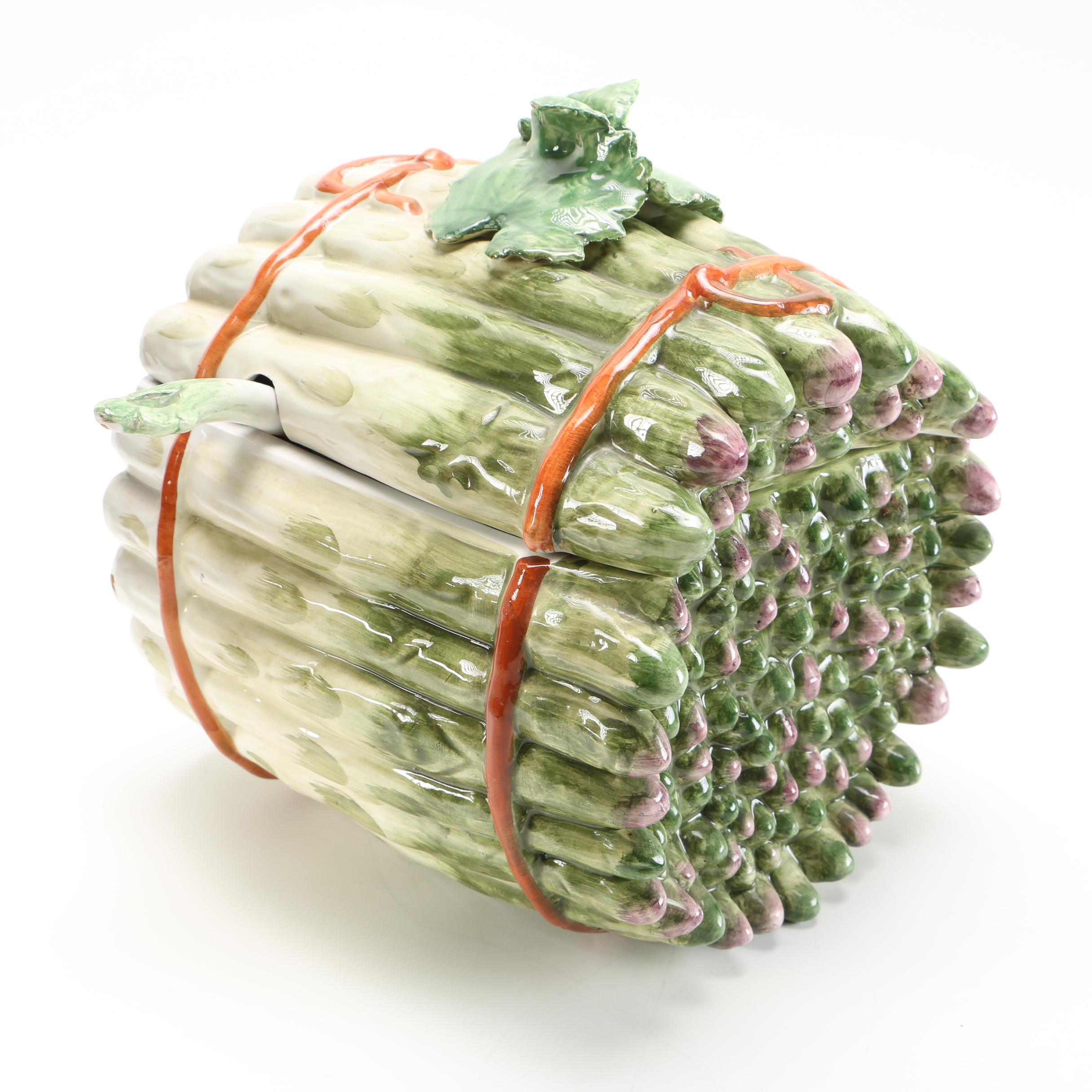 Modern French Majolica Asparagus Tureen EBTH