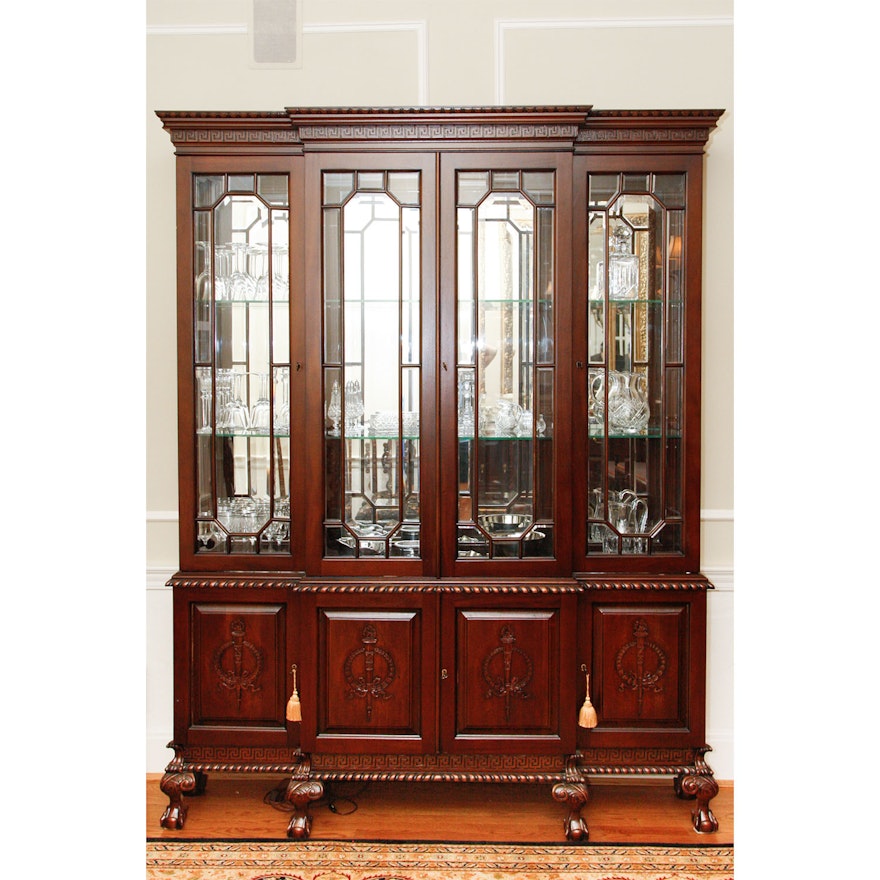Mahogany Lighted Glass Front China Cabinet Ebth