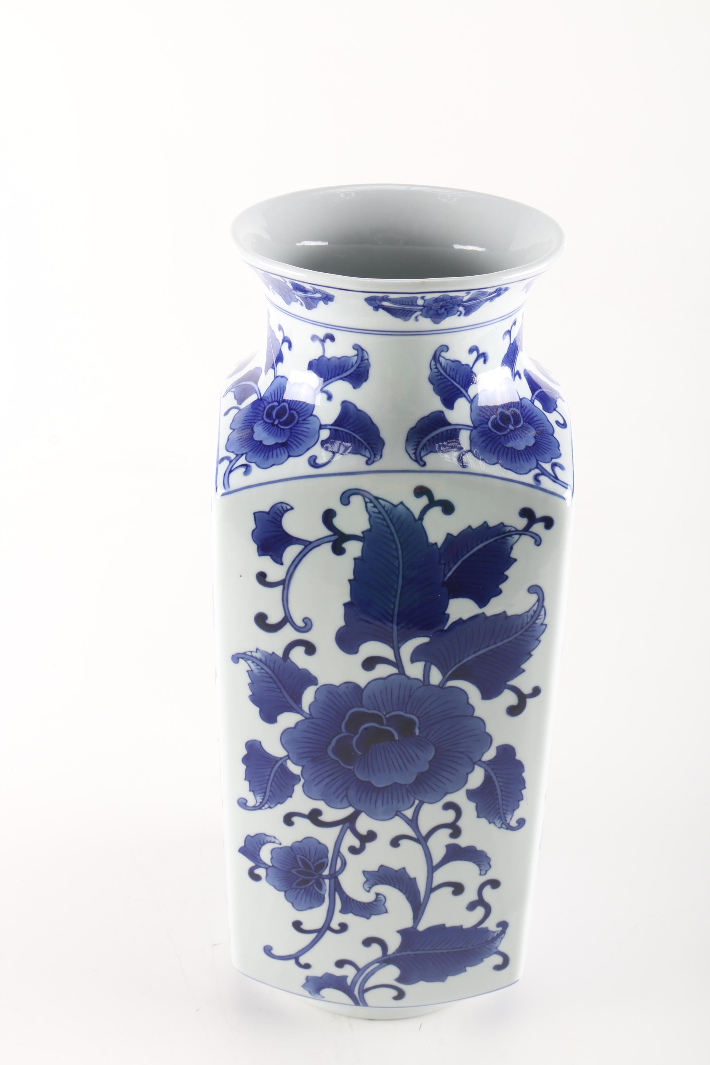 Bombay Company Blue on White Porcelain Vase EBTH