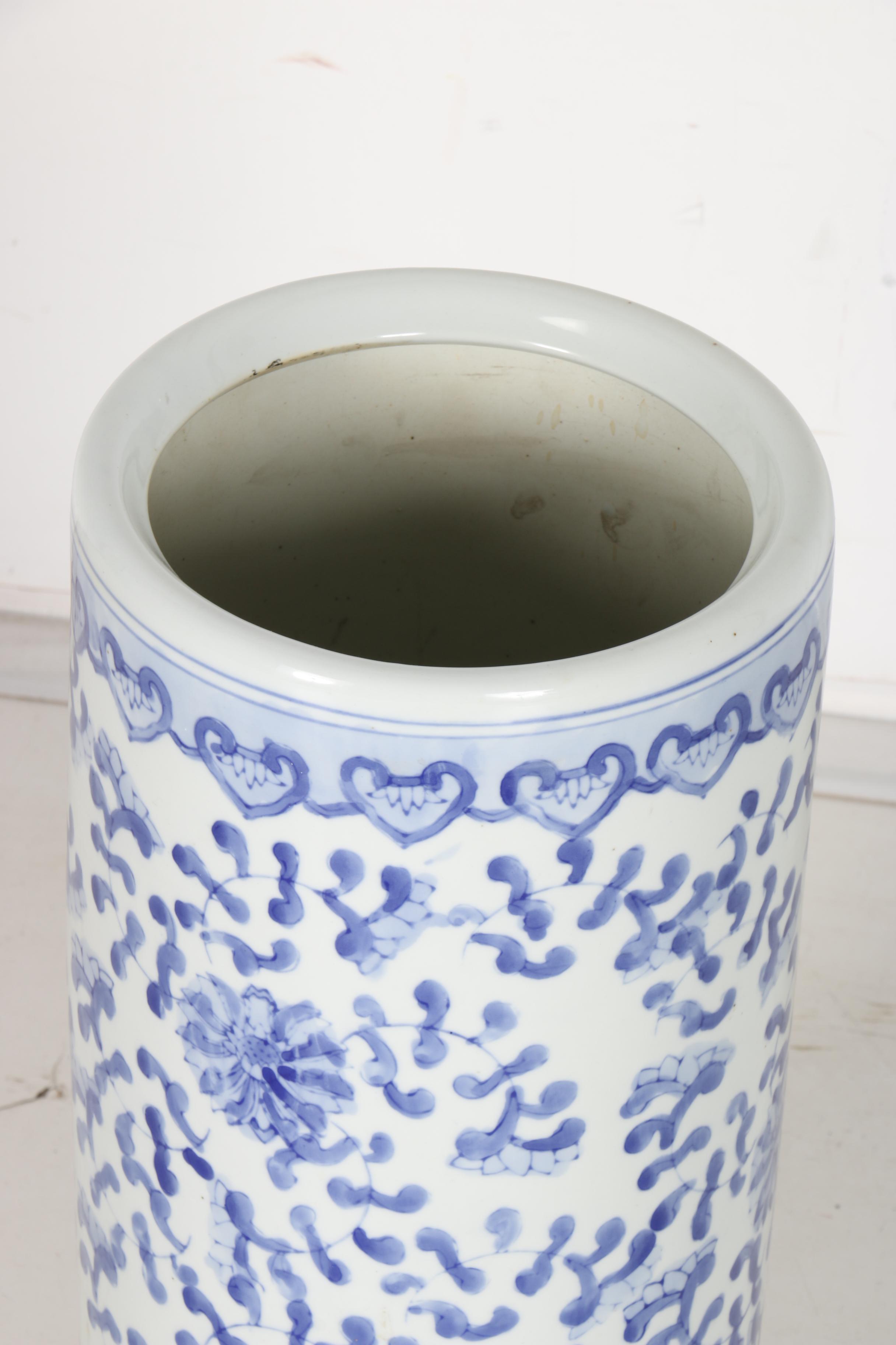 Chinese White and Blue Ceramic Umbrella Stand EBTH