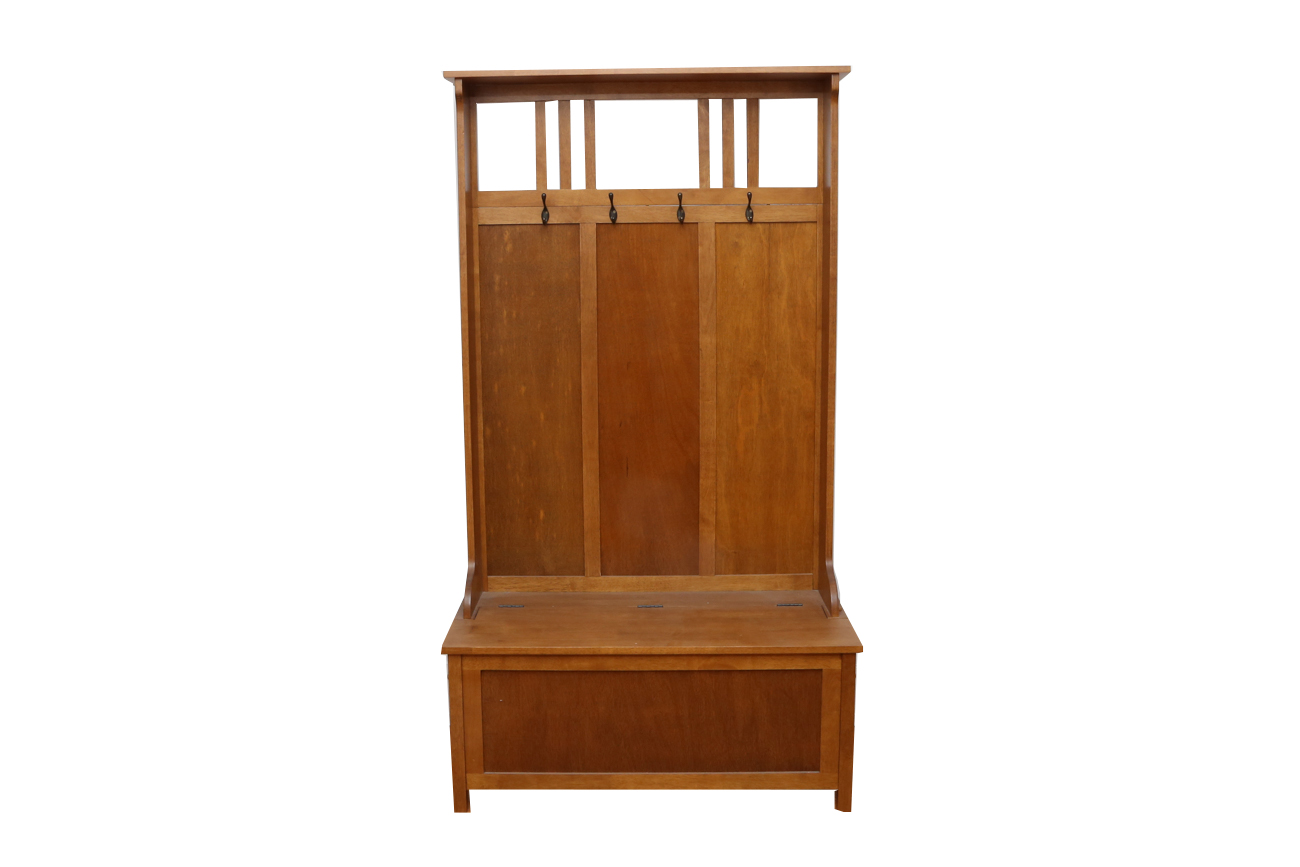 Arts And Crafts Style Oak Hall Tree With Storage Bench | EBTH