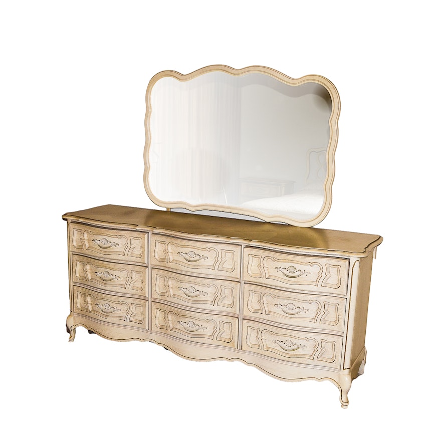 Bassett Furniture French Provincial Style Dresser With Mirror Ebth