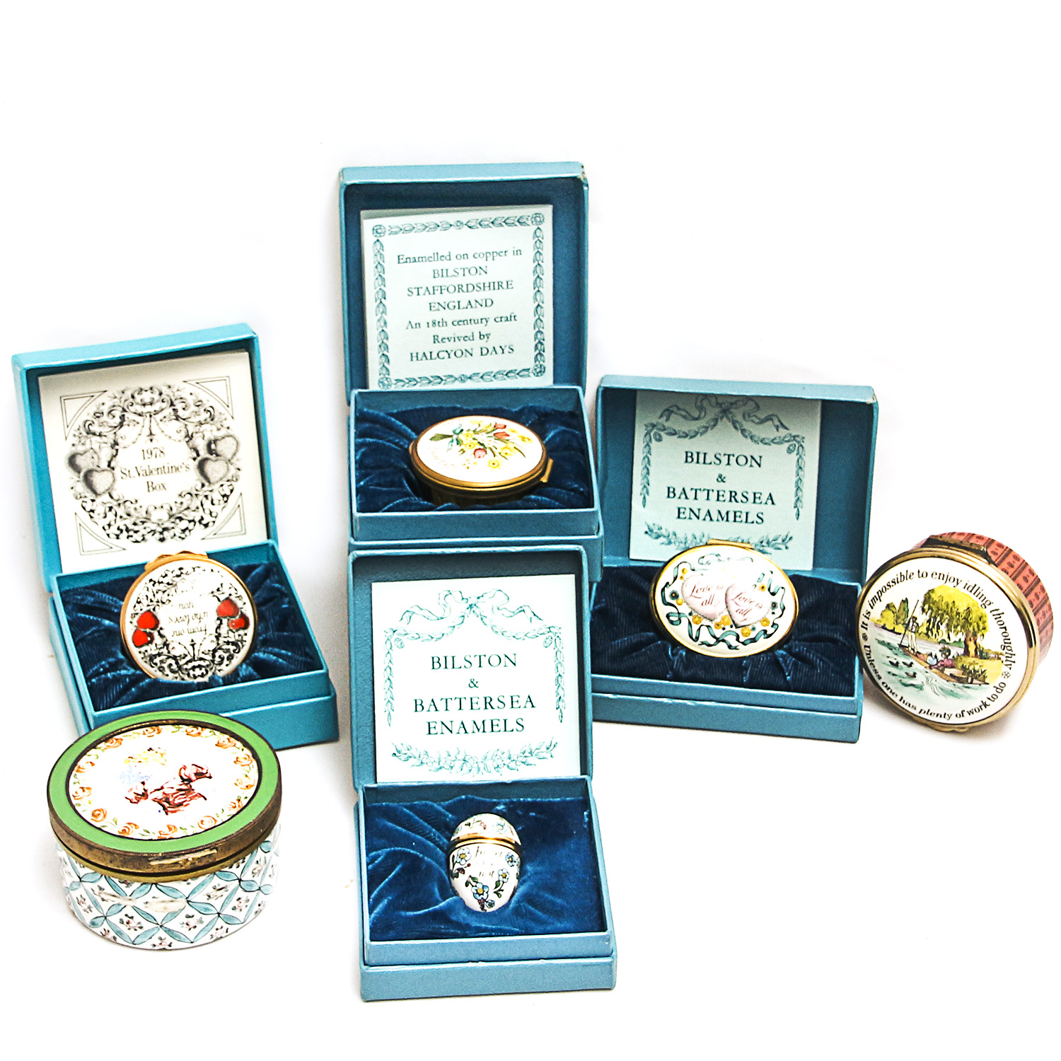 Collection of Bilston & Battersea Enamels Trinket Boxes EBTH