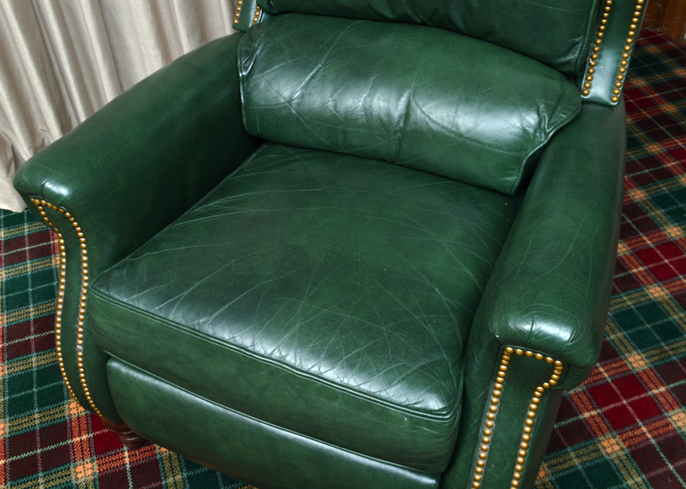 Vintage Green Leather Recliner EBTH