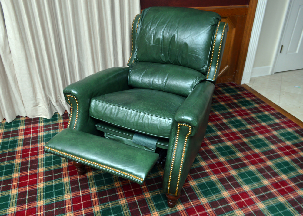 Vintage Green Leather Recliner EBTH