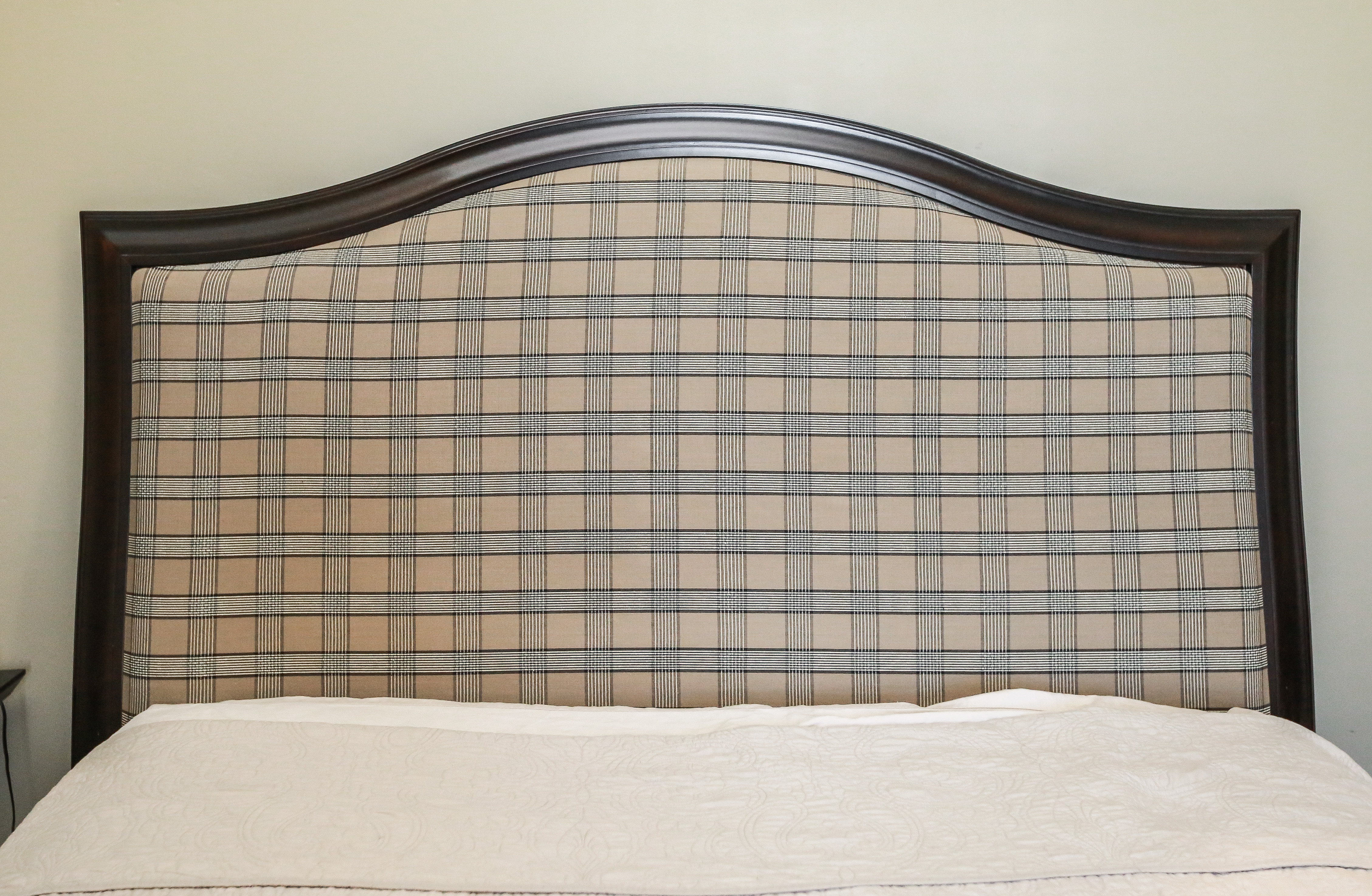 Queen Size Plaid Upholstered Headboard and Frame EBTH