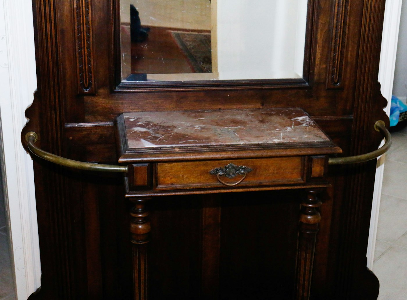 Antique French Wooden Hall Tree EBTH