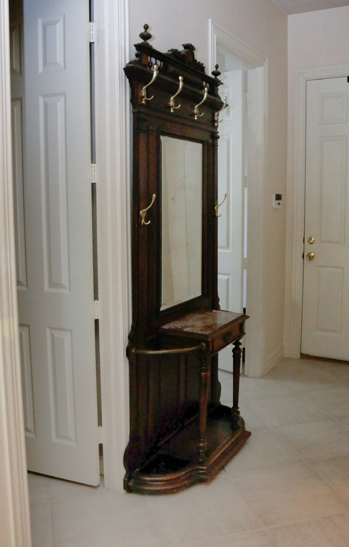 Antique French Wooden Hall Tree EBTH