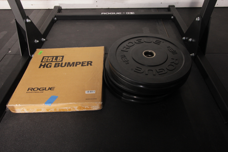 Rogue ES1 Squat Rack with Bumper Plates EBTH