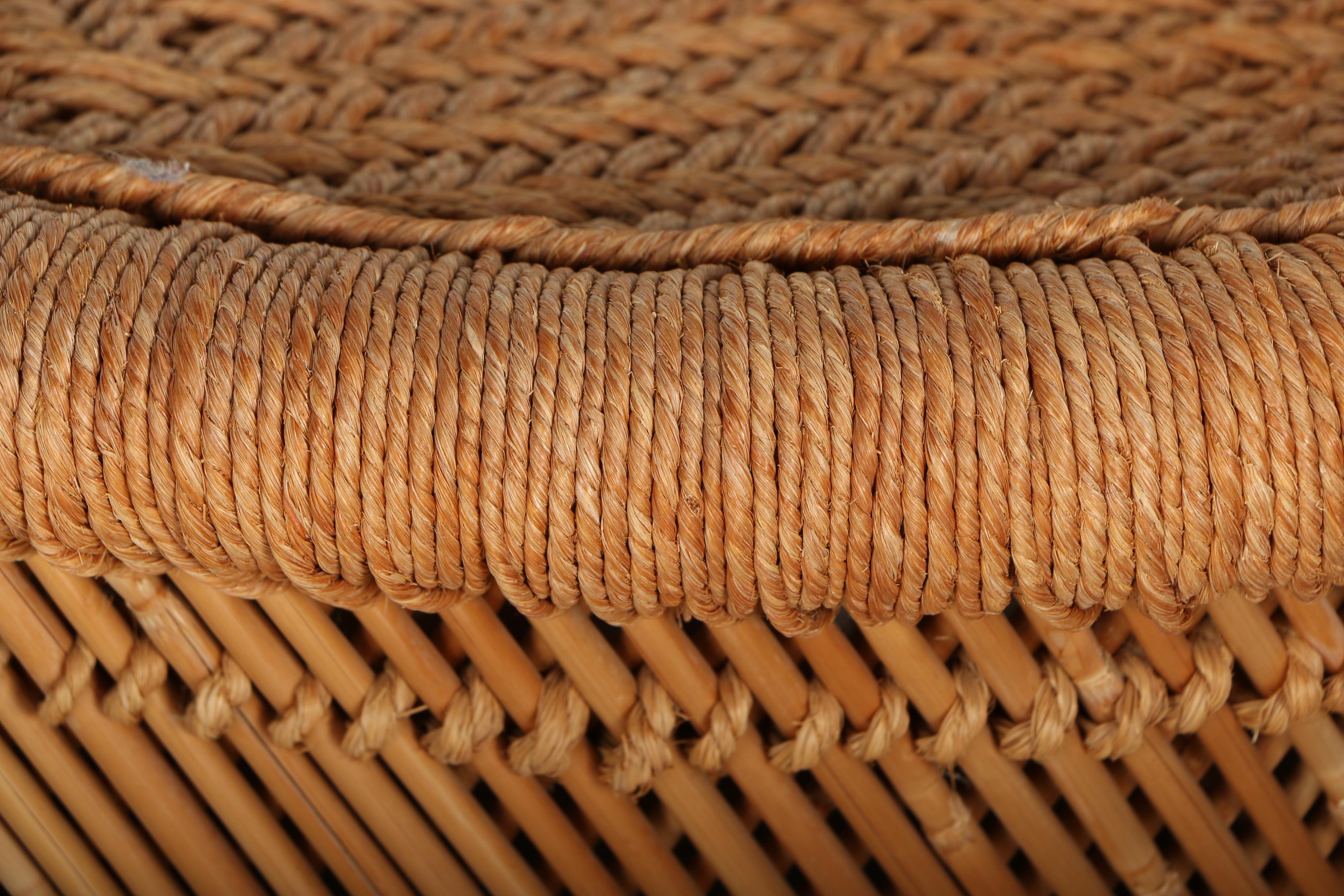 Pair of Vintage Rattan and Rope Stools EBTH
