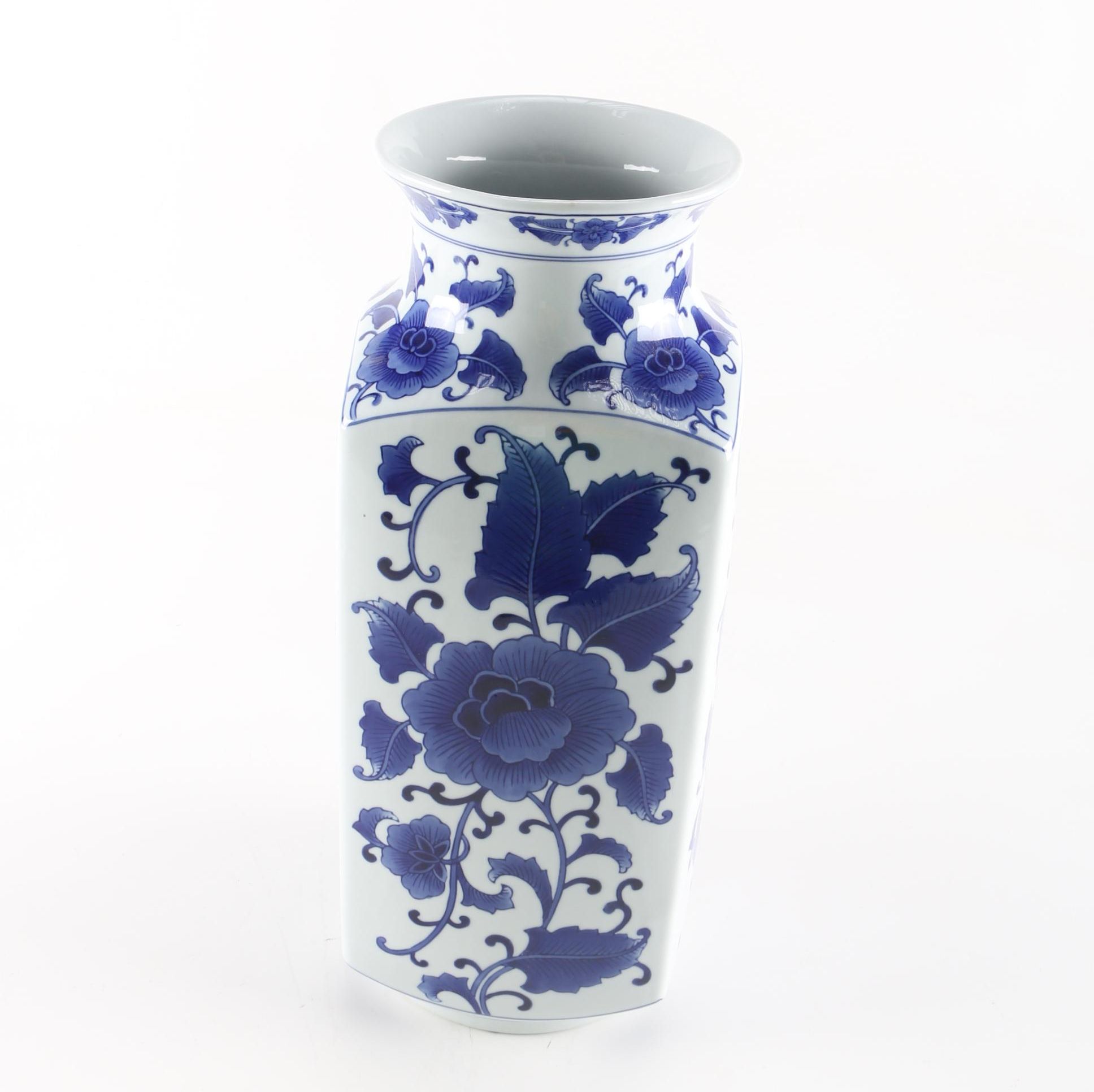 Bombay Company Blue on White Porcelain Vase EBTH