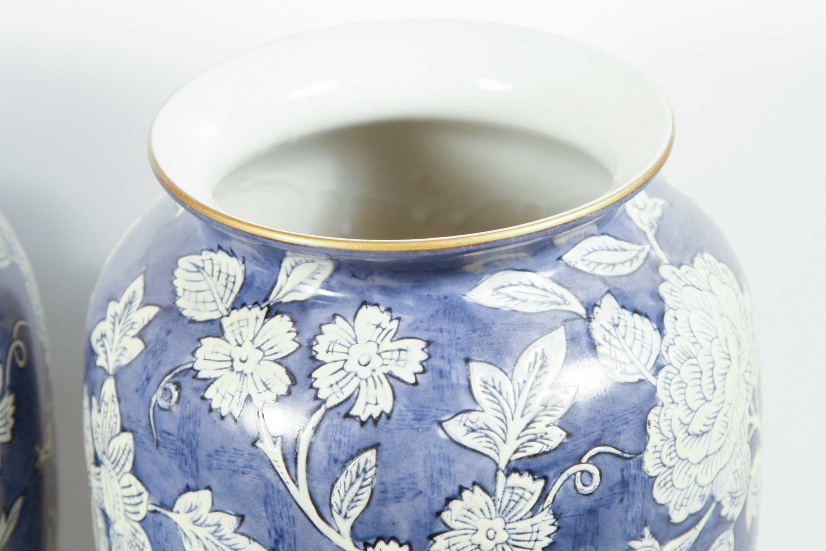 Pair of Blue and White Ceramic Vases by Andrea by Sadek EBTH