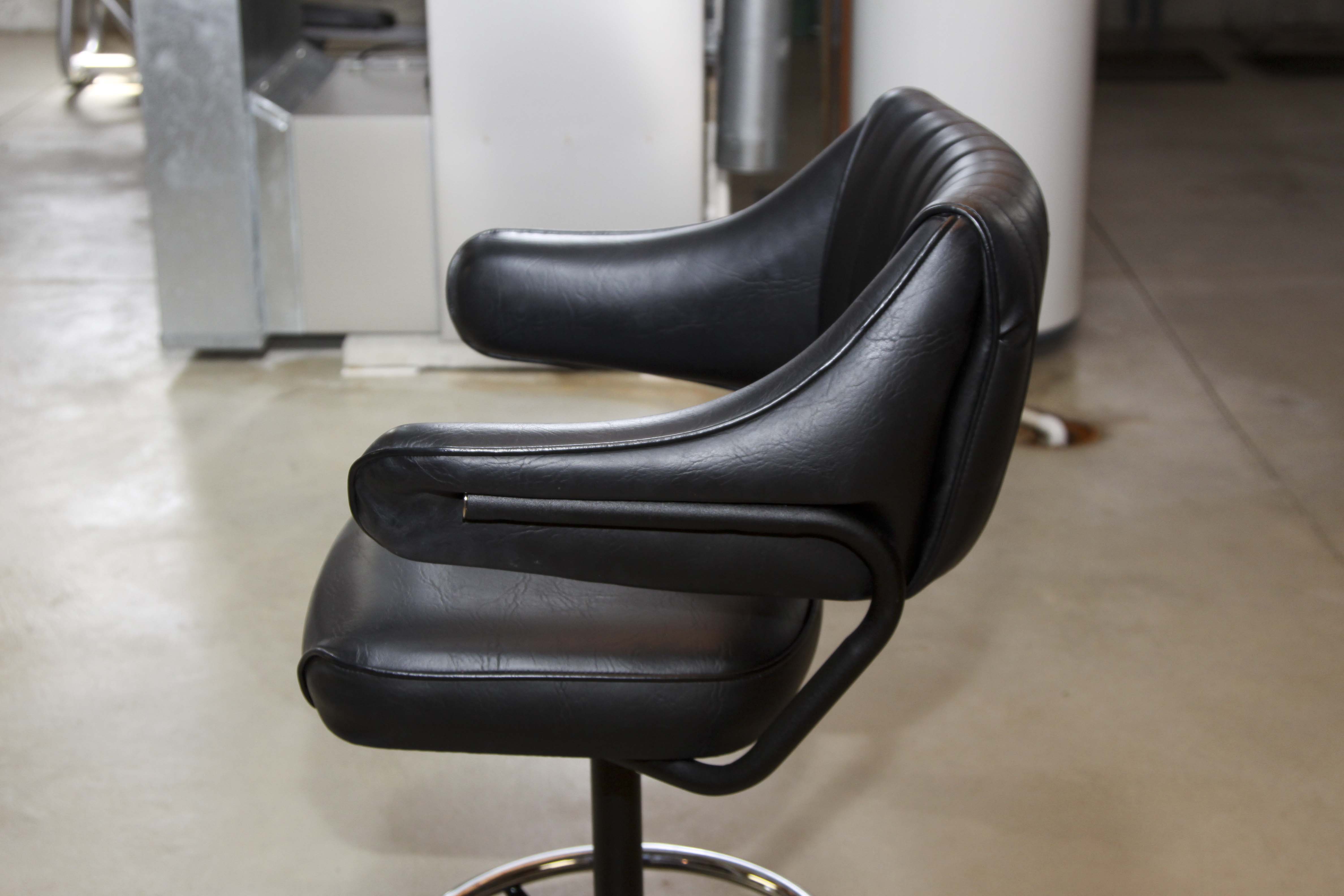 Pair of Mid Century Modern Black Leather Swivel Stools EBTH