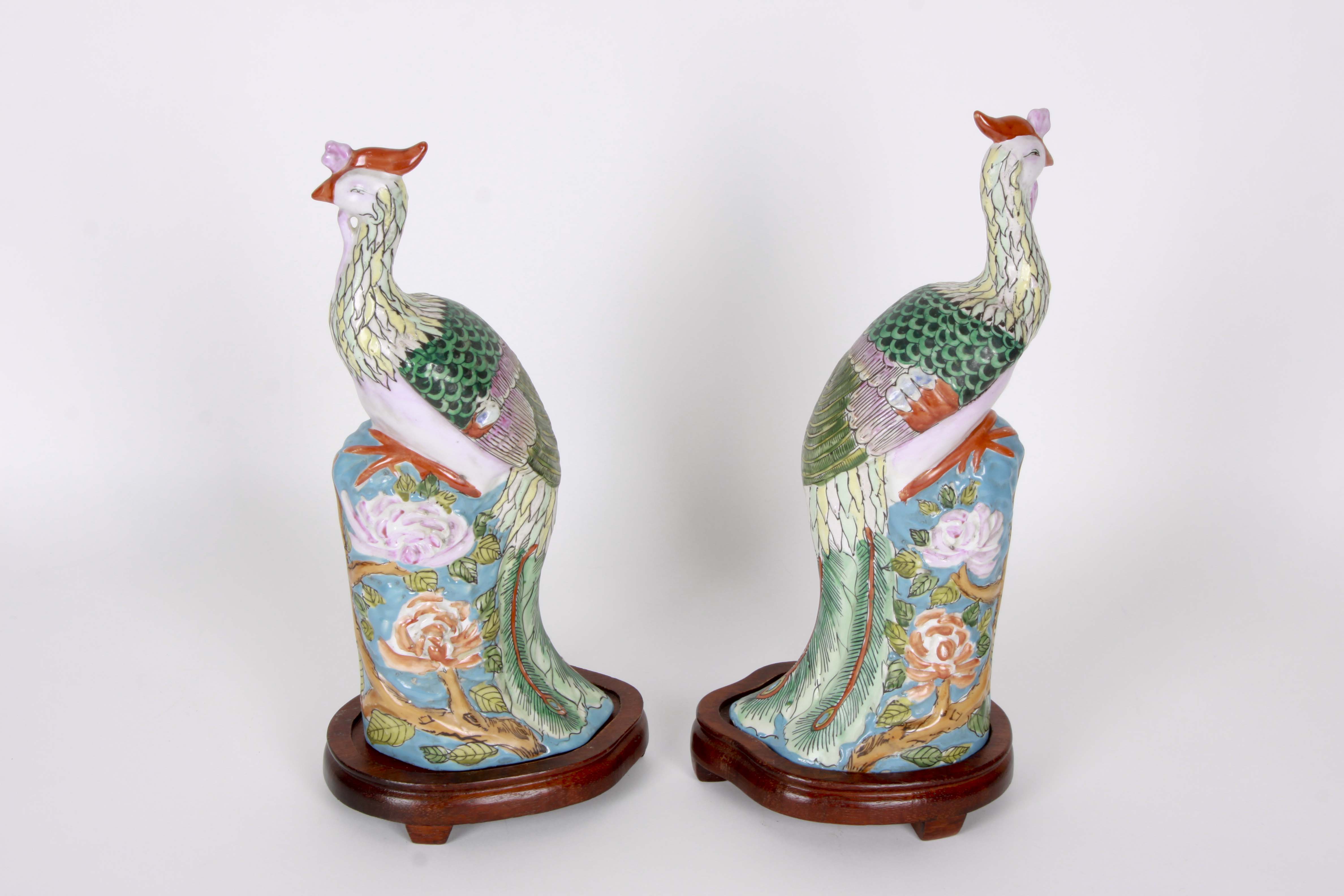 Pair of Chinese Ceramic Peacock Figurines EBTH