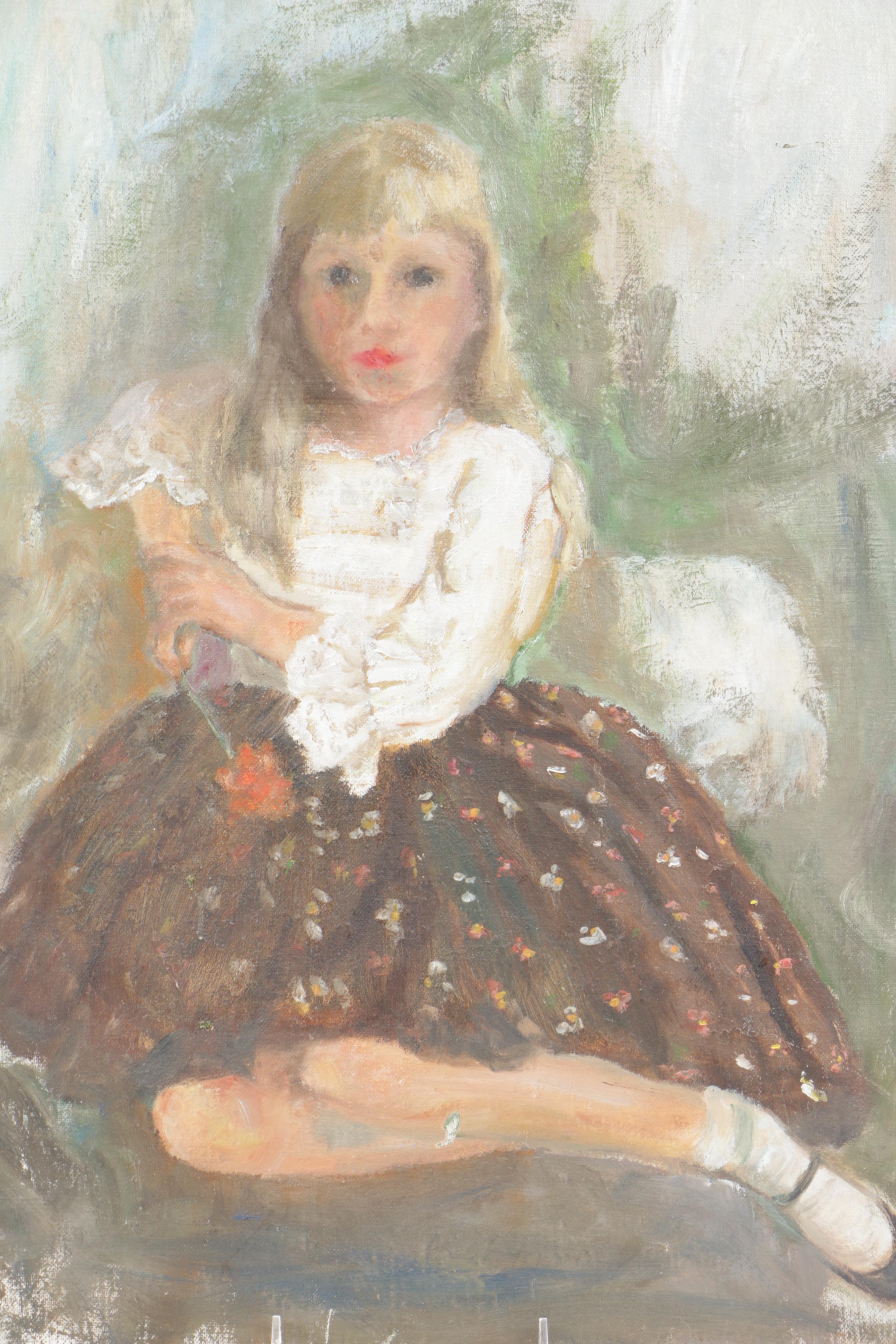 Oil Pastel on Canvas Board Portrait of Girl EBTH