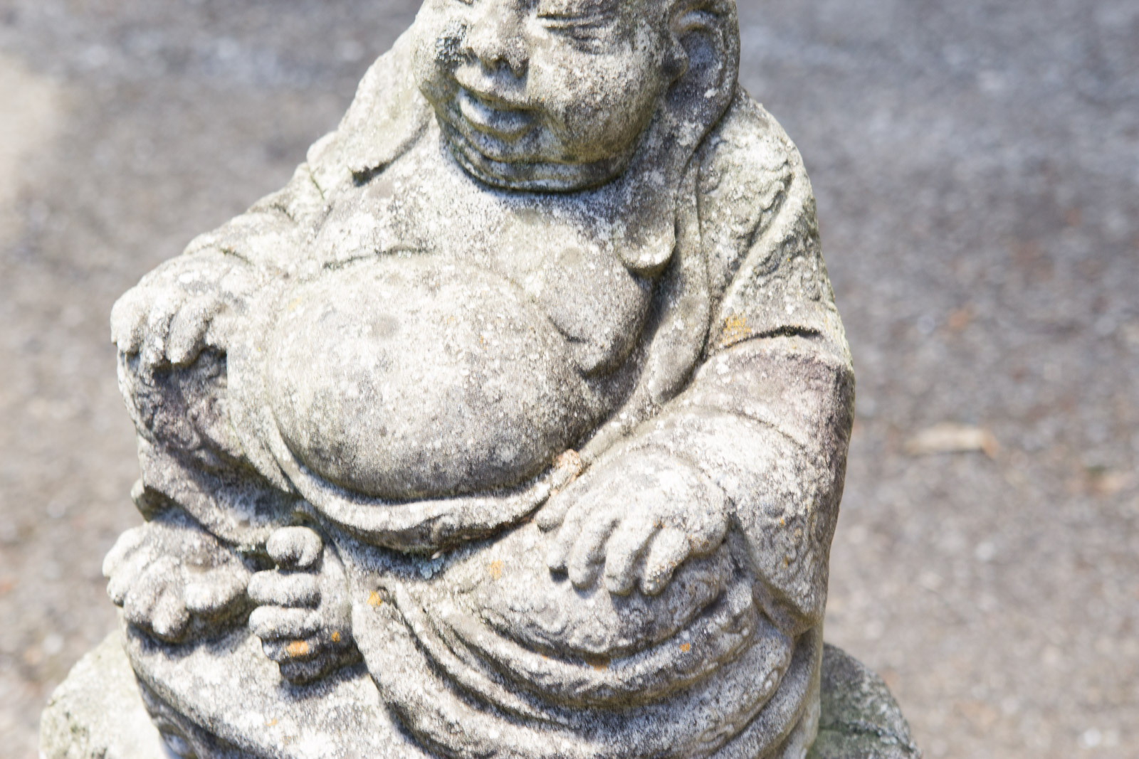 Concrete Hotei Laughing Buddha Yard Statue with Stand EBTH