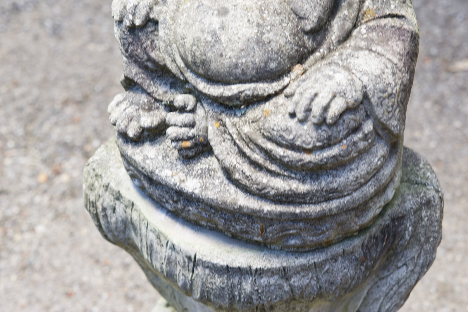 Concrete Hotei Laughing Buddha Yard Statue with Stand EBTH