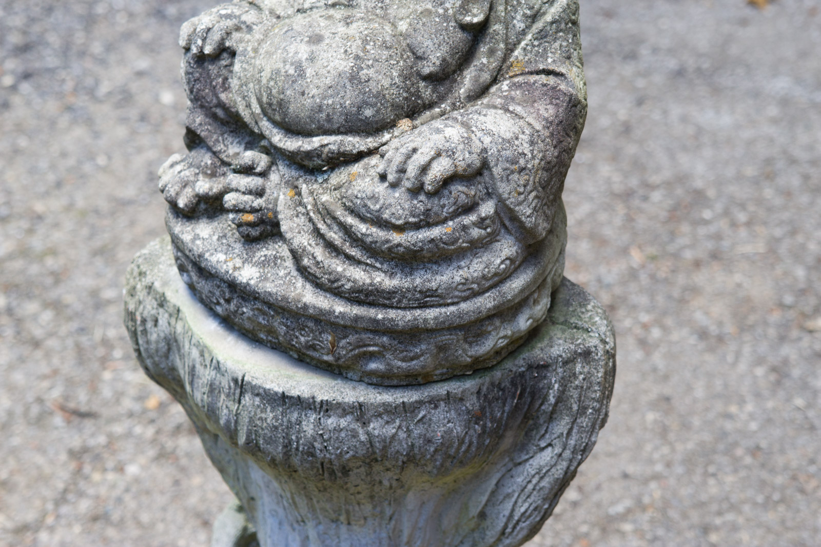 Concrete Hotei Laughing Buddha Yard Statue with Stand EBTH